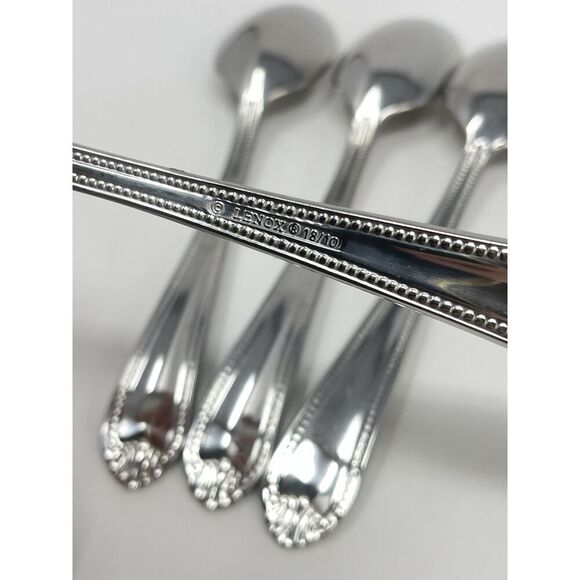 Lenox BEAD Stainless 18/10 Glossy Dinner Soup Spoon 7” Set Of 4 Replacement - Picture 5 of 5
